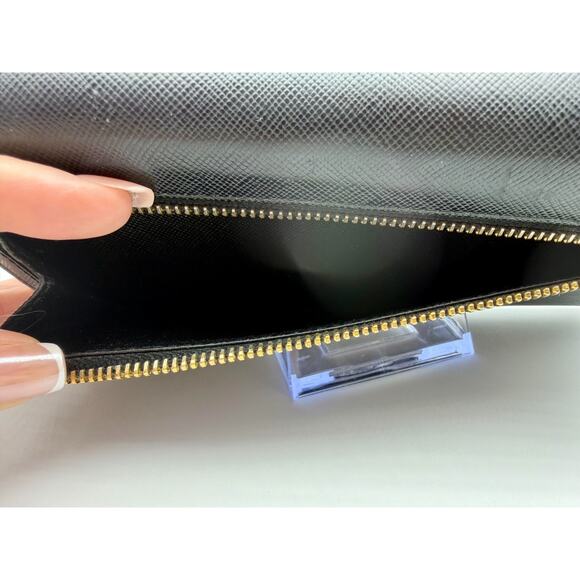 PRADA Black Saffiano Leather Womens Wallet on Chain Gold Hardware Authentic COA - Picture 9 of 15